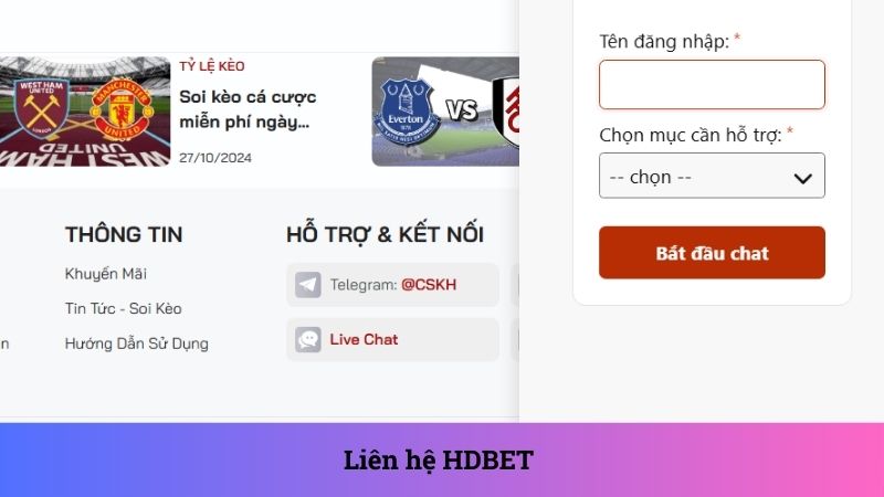 Liên hệ HDBET qua nhiều phương thức