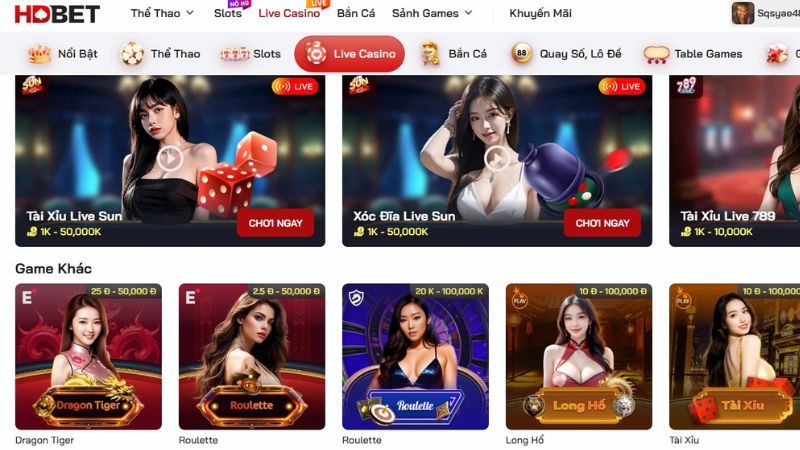 Đồ họa sảnh live casino siêu bắt mắt