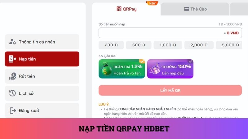 Nạp tiền qua QR Code đơn giản khi thực hiện
