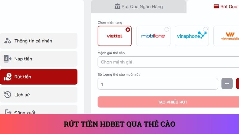 Dễ dàng thực hiện giao dịch rút theo thẻ cào
