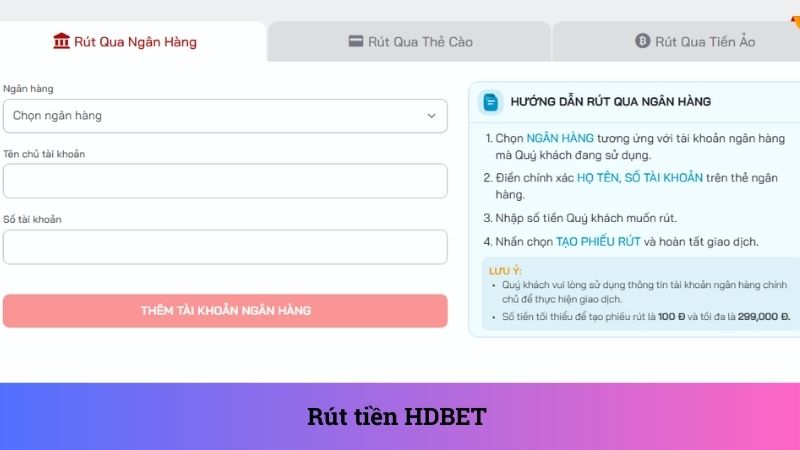 Rút tiền tại nhà cái qua nhiều hình thức