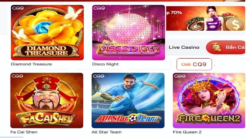 Sảnh nổ hũ CQ9 cung cấp nhiều game chơi hấp dẫn
