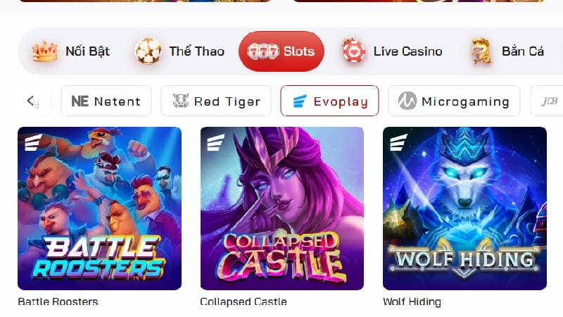 Sảnh nổ hũ Evoplay có đồ hoạ ấn tượng